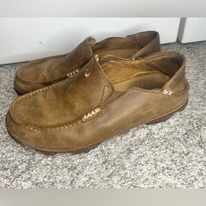 OluKai Moloa Men's Brown Leather Slip-On Loafers